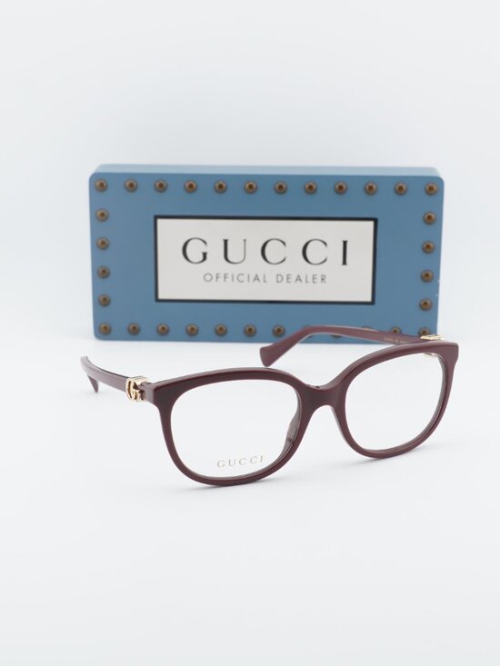 Gucci GG1075O 006 Square Eyeglasses – Burgundy 54mm main image 6